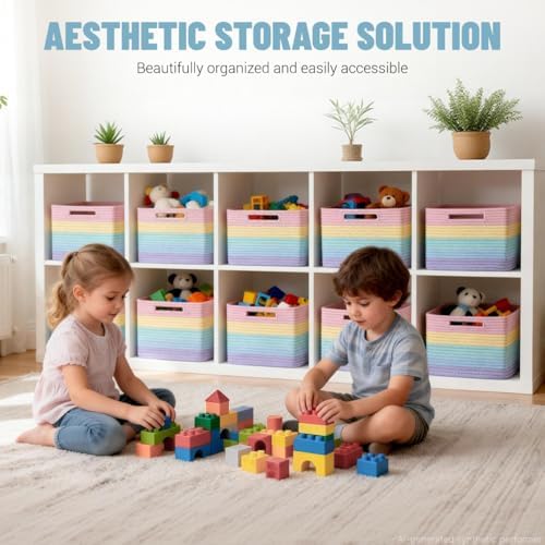 5 Pack Woven Storage Baskets, Decorative Storage Bins - Image 2