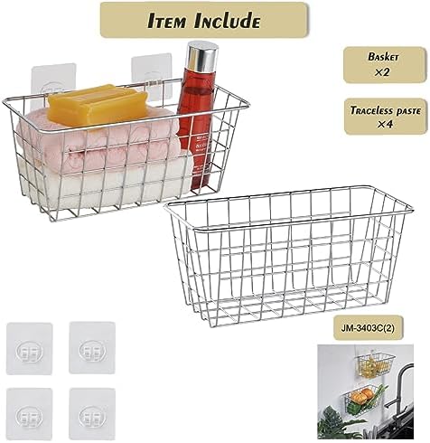 JUNCHU CHERRY 2 Pack Hanging Storage Basket, Bathroom Basket, Household Goods - Image 3
