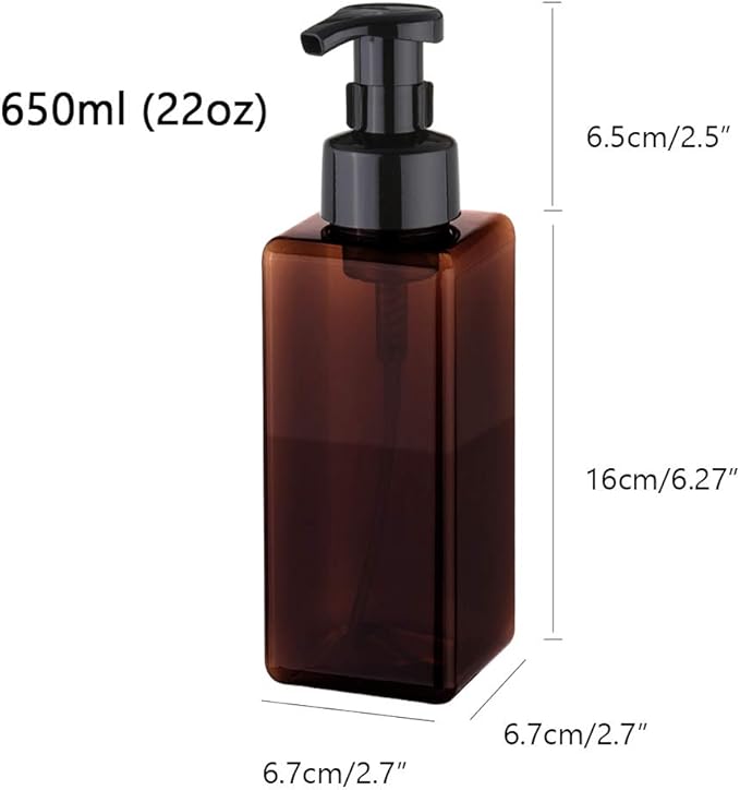 Foaming Soap Dispenser, 22oz Plastic Refillable Pump Bottle, 2 Pack, Amber | - Image 4