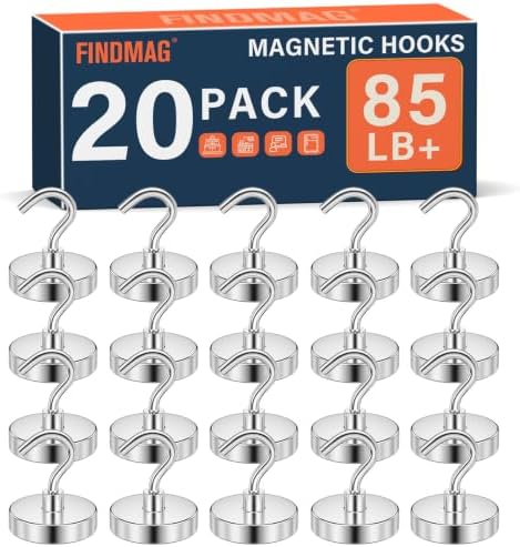 FINDMAG Strong Magnetic Hooks, 20 Pack Magnets by FINDMAG