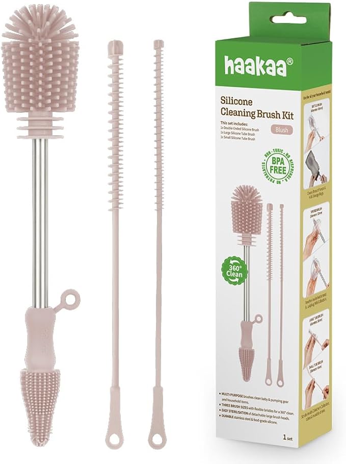 Haakaa Food-Grade Silicone Cleaning Brush Kit 3-Piece | Household Cleaning by haakaa