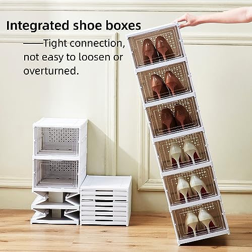 ZLLZUU Shoe Storage Box, No-Assembly 6 Tiers Foldable Shoe Organizer - Image 6