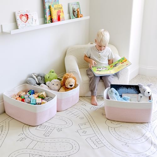 NaturalCozy Storage Baskets 16.8”x13”x7.6” Cotton Rope Woven Baskets - Image 3