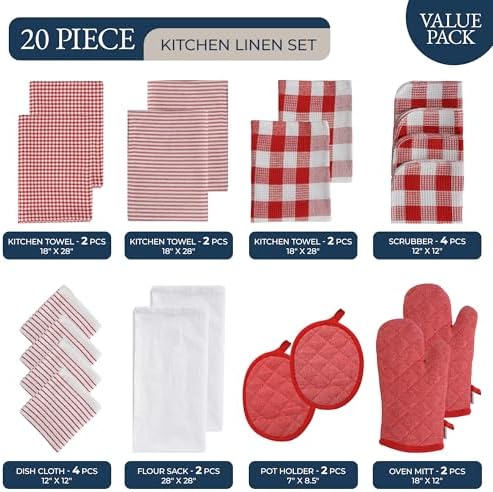 LANE LINEN Cotton Kitchen Towels and Dishcloths 20 Pack - Image 2