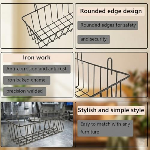 10 PCS Wire Baskets Wall Grid Panel Hanging Wire Basket Hanging Wall Baskets No - Image 4