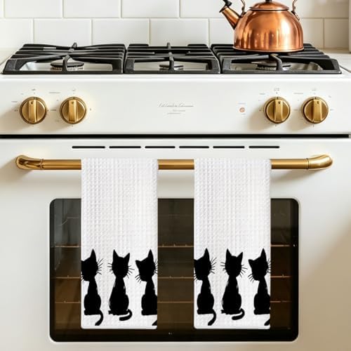 2 Pcs Cute Cat Kitchen Towels 24x14 Inch, Cat Lover Gifts - Image 5