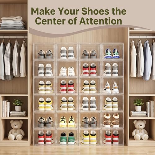Clear Shoe Storage Boxes 9 Pack, Stackable Bins - Image 3