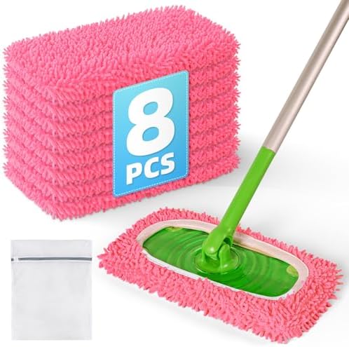 8 Pack Reusable Mop Pads for Swiffer, Microfiber Dry Sweeping Cloths by CleanBeastie