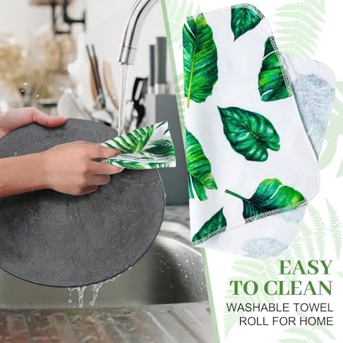 36 Pack Reusable Cloth Kitchen Paper Towels, Leaves Style - Image 2