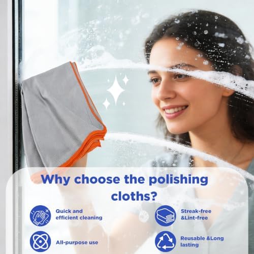 Puomue 12 Pack Microfiber Glass Cleaning Cloth, 320GSM Thick Lint Free Glass - Image 4
