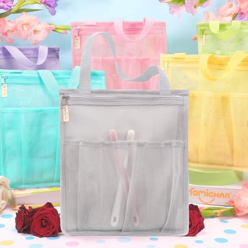 famichan Portable Mesh Shower Caddy Bag, Bathroom Shower Organizer Tote - Image 6