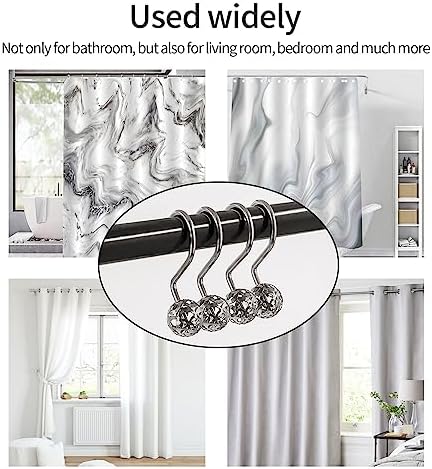 MitoVilla Shower Curtain Hooks Rings, Matte Nickel Metal Shower Hooks - Image 6