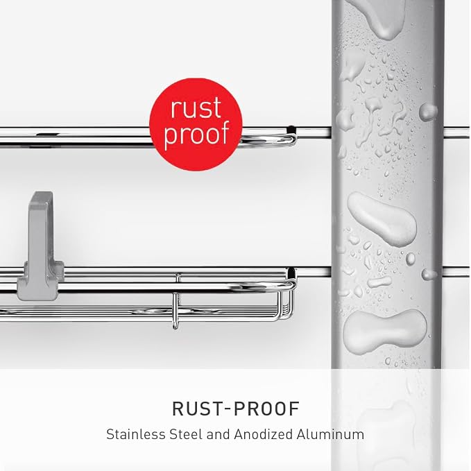 simplehuman X-Large Adjustable Hanging Shower Caddy, Handheld Showerhead - Image 5