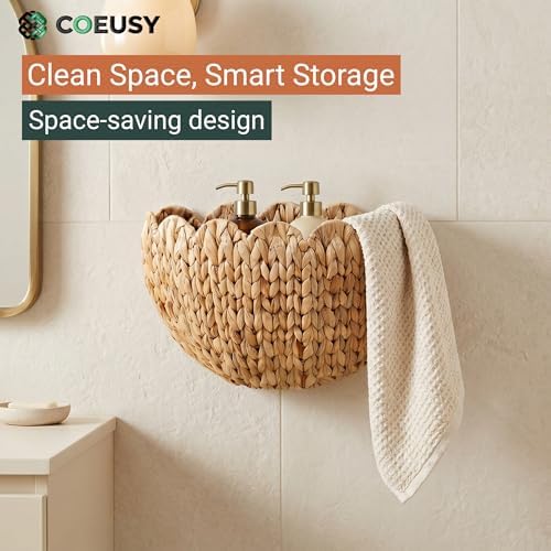 Coeusy Wicker Wall Basket, Scalloped Hanging Basket, Large-Size - Image 7