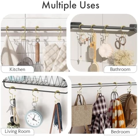 Bathway Gold Shower Curtain Hooks Ring, Rust Proof Metal Shower Hooks - Image 7