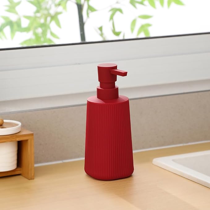 YAUKPH Small Soap Dispenser for Bathroom and Kitchen Matte Red | Modern - Image 5