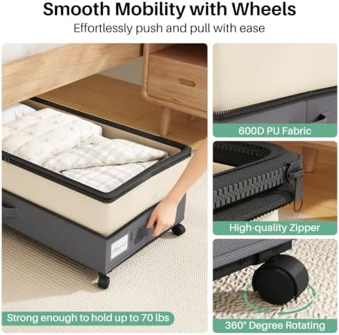 Kitstorack 4 Pack Height-adjustable Under Bed Storage - Image 4