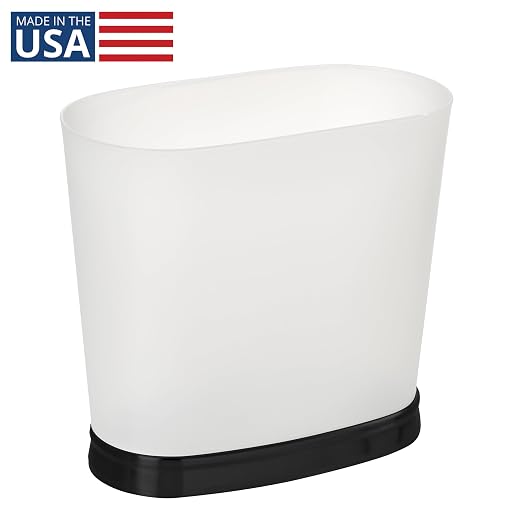 iDesign Slim Bathroom Trash Can, Frost/Matte Black | Small, - Image 2