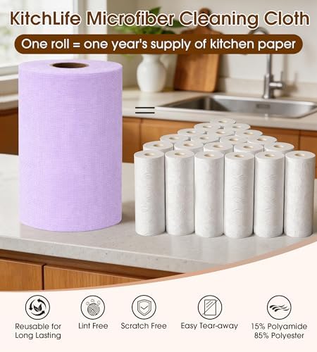 Microfiber Cleaning Cloth Roll, 100 Pack, 12 x 12 Inch Tear Away Reusable Paper - Image 4