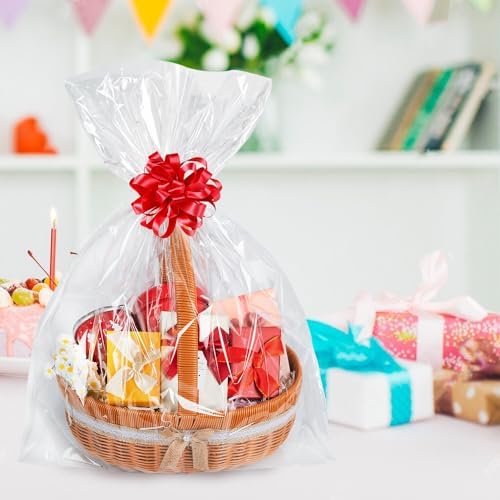 Labeol Clear Cellophane Bags 20Packs 16x24 Inch Gift Baskets Wrap - Image 2