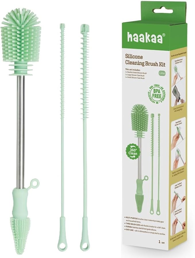 Haakaa Food-Grade Silicone Cleaning Brush Kit 3-Piece | Household Cleaning by haakaa