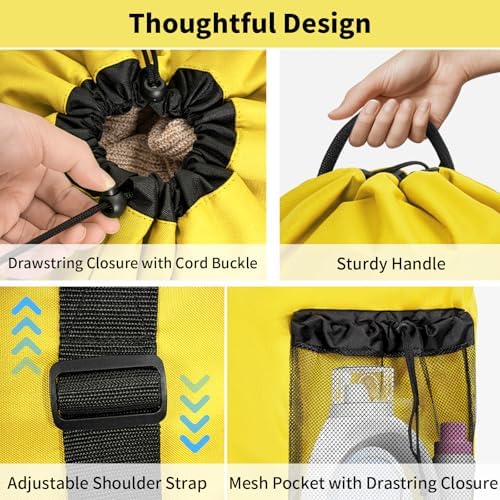 150L Laundry Bag Backpack with 3 Sizes Mesh Wash Bags and Shoulder Straps - Image 6