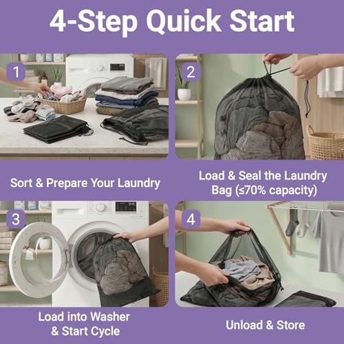2 Pack Large Mesh Laundry Bags Black 23.6x35.4 Inch - Image 3
