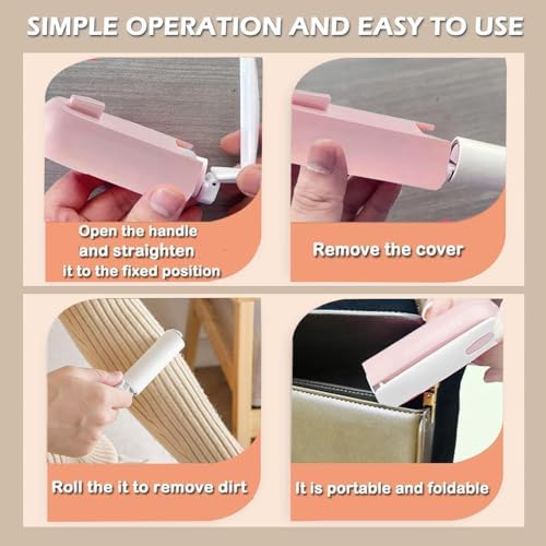 Mini Travel Lint Roller with 150 Sticky Sheets, Compact Portable Pet Hair - Image 3