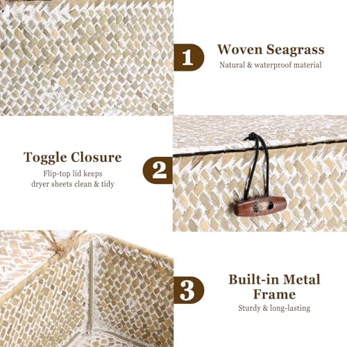 Dryer Sheet Holder, Woven Seagrass Dryer Sheets Container - Image 5