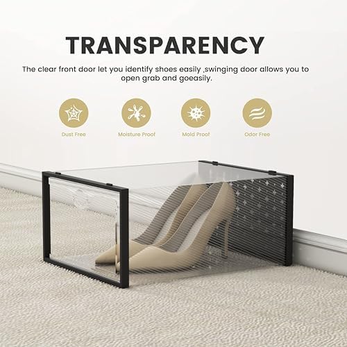 Pinkpum XXL 12 Pack Shoe Storage Box Clear Plastic Stackable Shoe Organizer - Image 2
