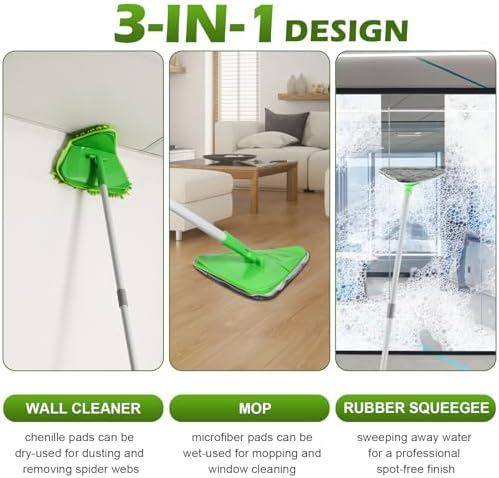 RONSUNG Wall Cleaner Mop, 82-Inch Handle, Baseboard Cleaner Tool, 6 Pads - Image 3