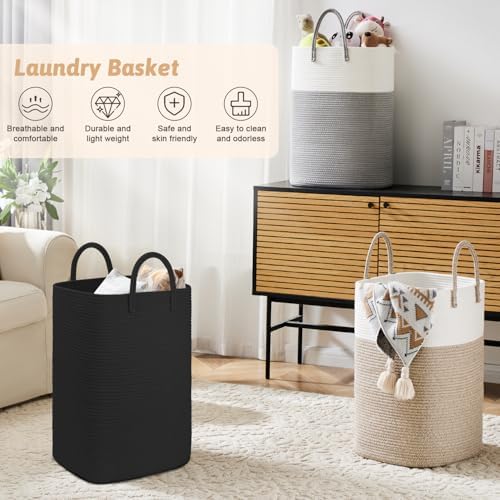 Artfeel Laundry Basket, Woven Cotton Rope Laundry Hamper, 100L Versatile Storage - Image 4