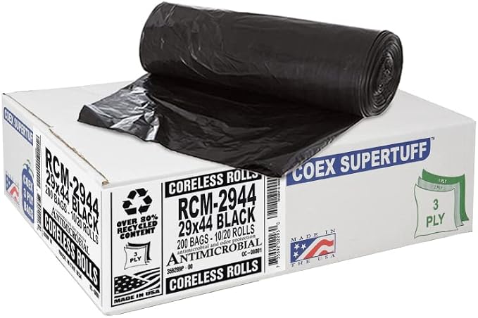 Aluf Plastics 26 Gallon For Slim Jim 1.25 MIL Black Heavy Duty Trash Bags - Image 8