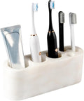BCS Toothbrush Holder for Bathrooms, 6 Slots Marble Toothbrush and Toothpaste by BCS