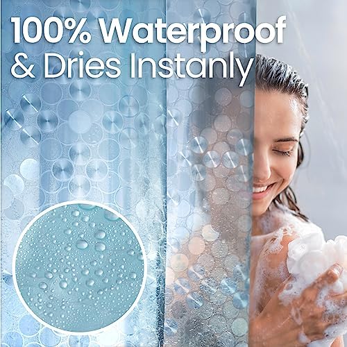 LiBa Shower Curtain PEVA 8G, 72x72 Inch Aqua Circle - Image 5