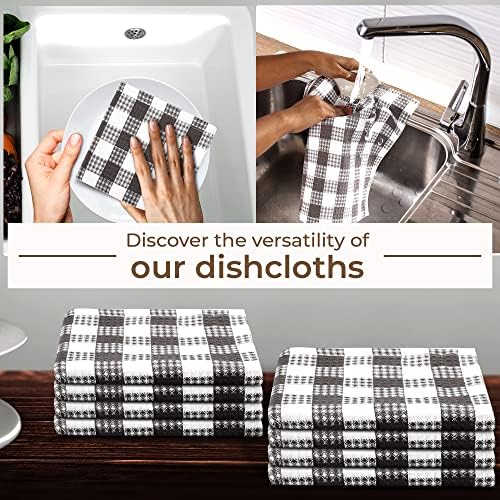 Urban Villa Kitchen Towels Cotton Dish Towels 12”x12” Grey White - Image 5
