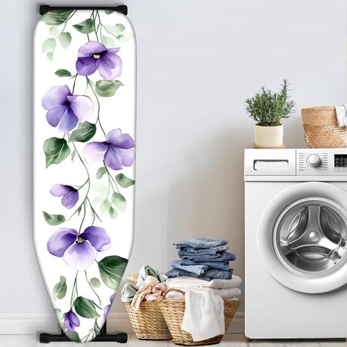 Nuxovilar Purple Flowers Leaves Ironing Board Cover 15x54 Polyester - Image 3
