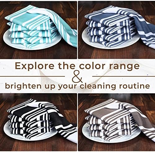 Urban Villa Kitchen Towels Cotton Dish Towels 12”x12” Grey White - Image 7