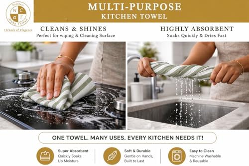 Pack of 6 Cotton Kitchen Towels Set, Dish Towels, Cleaning Rags, Kitchen Dish - Image 7