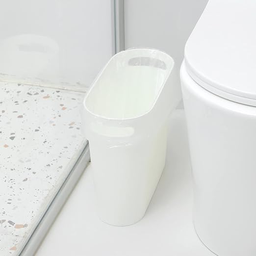 Small Bathroom Trash Can, 3.5 Gallon Slim Garbage Can, 2 Pack White | Plastic - Image 4