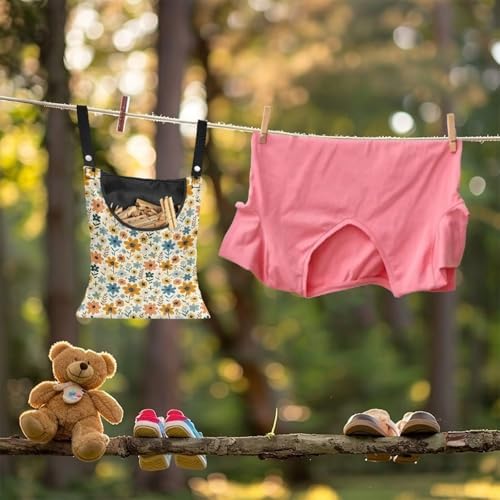 Floral Print Clothespin Bag Laundry Hanging Storage Organizer - Image 4