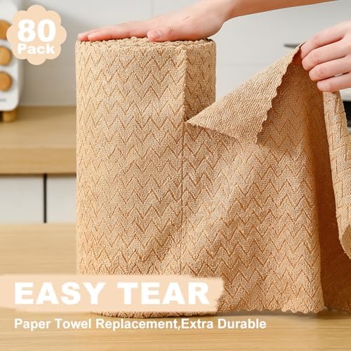 80 Pack Microfiber Cleaning Cloth Roll Reusable Paper Towels 12"x12" Tear Away - Image 3
