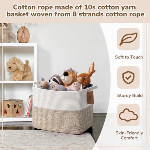 Goodpick 50L Large Woven Rope Storage Basket, Light Brown - Image 5