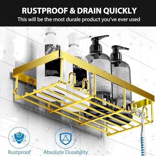 Moforoco Adhesive Shower Caddy Organizer Shelves Rack - Image 3