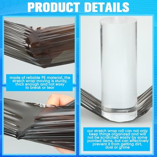 Jutom 16 Pcs Mini Stretch Film Industrial Shrink Wrap Roll Plastic Film - Image 4