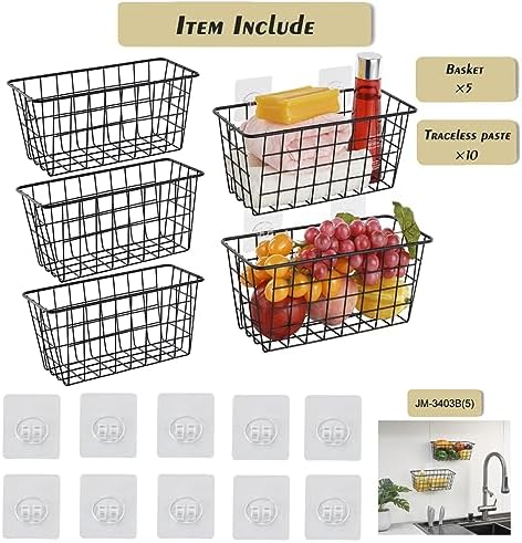 JUNCHU CHERRY 5 Pack Hanging Storage Basket, Bathroom Basket, Household Goods - Image 3