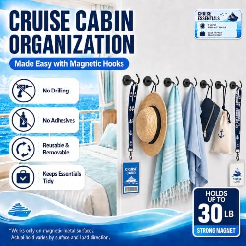 Neosmuk Magnetic Hooks for Cruise Cabins, 30lb Heavy Duty, 4 Pack - Image 4