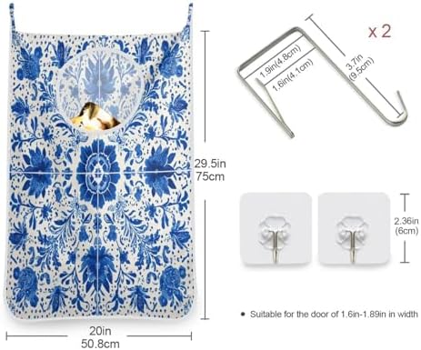 1PC Hanging Laundry Hamper Bag Over the Door Laundry Hamper Wall Hamper Large - Image 3