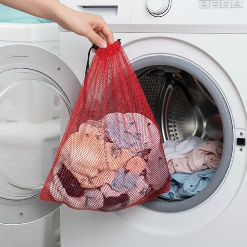 30 Pcs Mesh Drawstring Bags, 15.75x14.17 Inch Nylon Laundry Bag - Image 6
