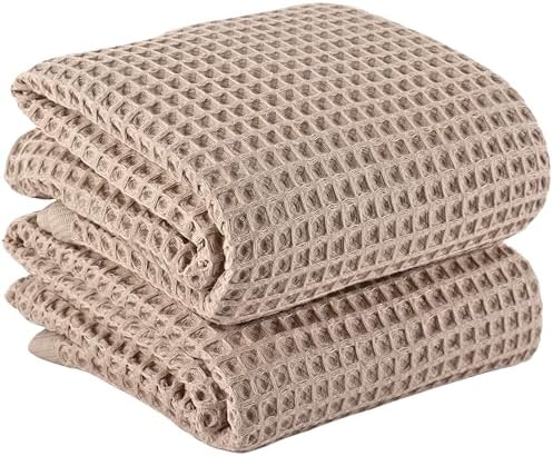 PÜSKÜL Natural 100% Turkish Cotton Waffle Bath Towels Set of 2, Extra-Large by P%C3%BCsk%C3%BClTextile